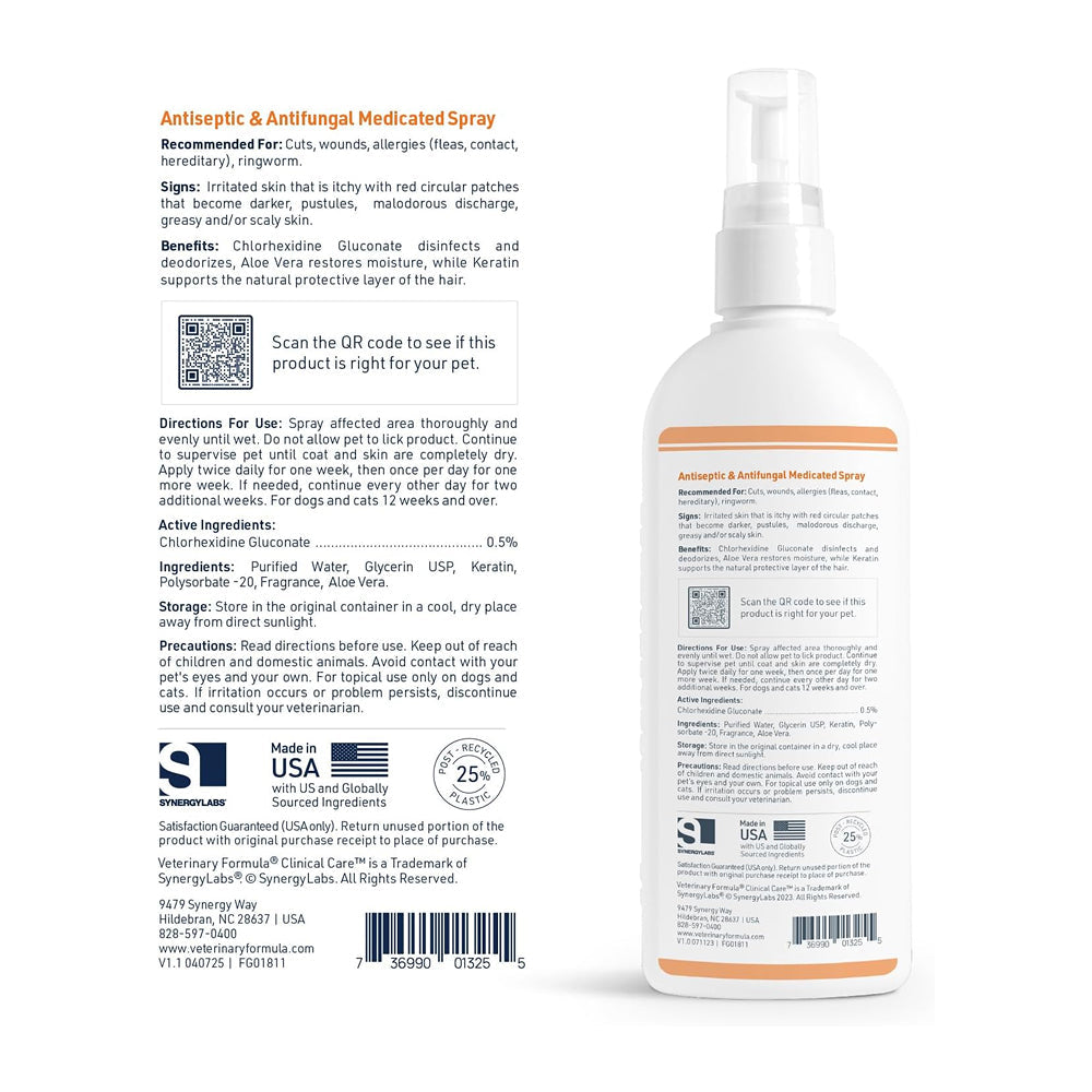 Veterinary Formula Clinical Care Antiseptic & Antifungal Medicated Spray for Dogs & Cats